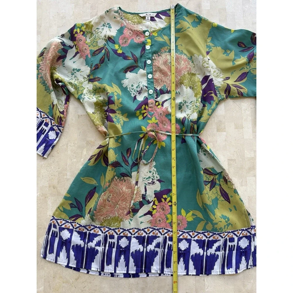 CAbi Poetry Tunic Top Women Small Silk‎ Floral Asian Relaxed Artsy Boho Kimono - Picture 5 of 10